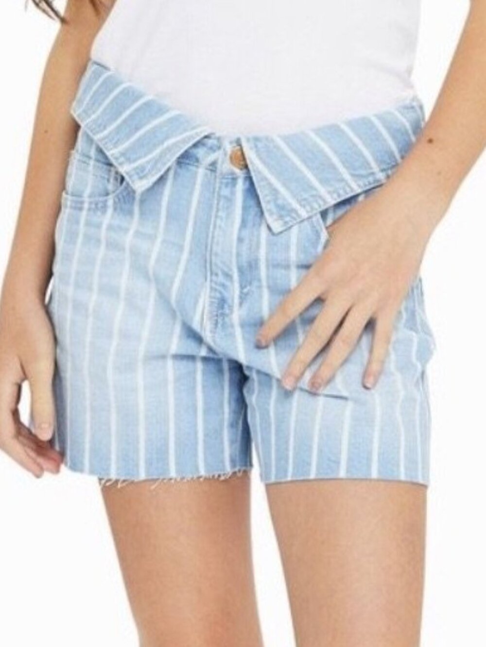 Habitual Girl Stripe Denim Shorts NWT Youth Size 7/8 Fold Over Waist